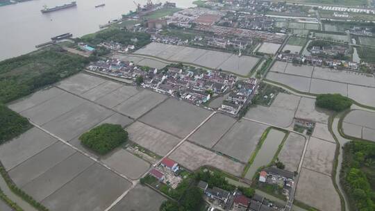 上海浦江镇农村农业生产种植农田灌溉4K航拍视频素材模板下载