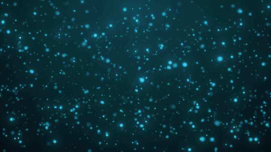 抽象粒子运动背景。蓝色闪光发光粒子在空中