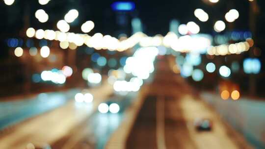 城市街道行驶车辆十字路口高架桥车尾灯视频素材模板下载