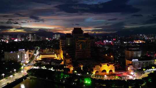 广西玉林云天文化城夜景航拍