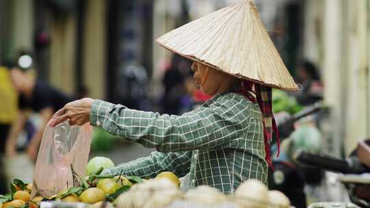 女人，市场，水果，街道