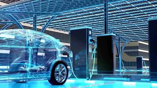 新能源全息HUD汽车动画新能源电池充电片头