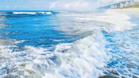 海浪沙滩海浪拍打沙滩航拍素材