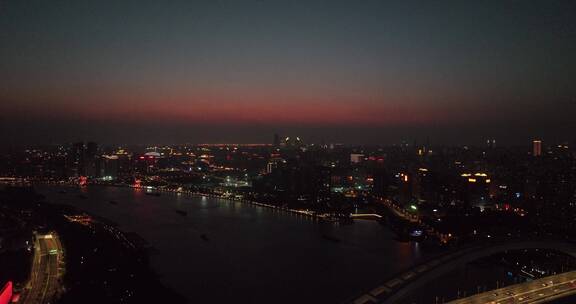 上海卢浦大桥傍晚航拍