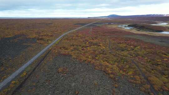 空旷原野中的公路自然风光