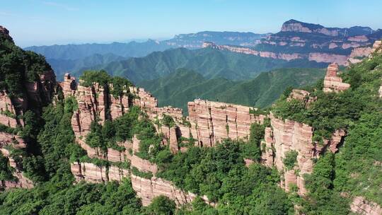 航拍 嶂石岩九女峰一米崖