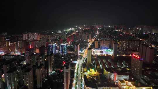 青海西宁城市夜景灯光航拍