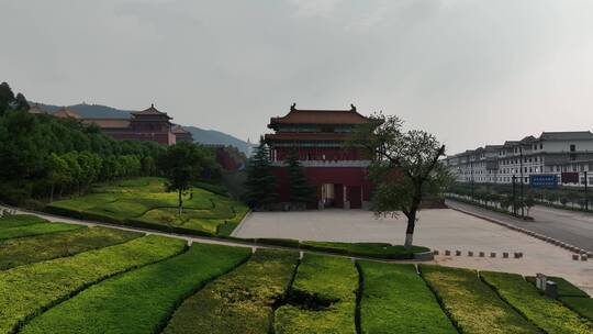 洛阳灵山寺大气宫殿航拍