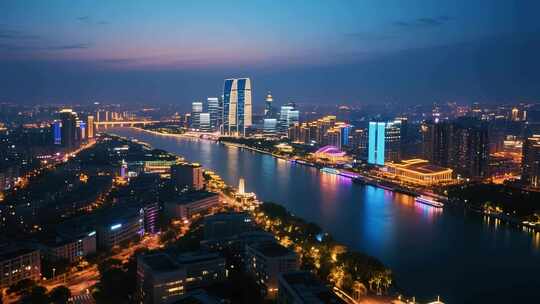 苏州城市夜景俯瞰