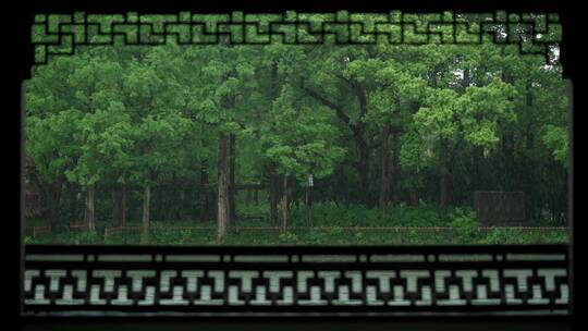 160 杭州 风景 古建筑 下雨天 亭子