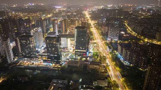 杭州大悦城夜景航拍延时拱墅区4K