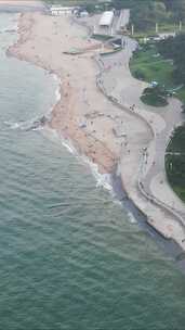 大海海浪沙滩风景浪花竖屏航拍