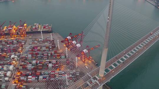 航拍城市跨海大桥视频素材模板下载