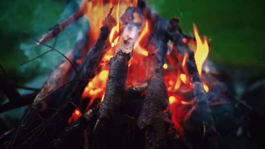 燃烧的篝火火堆视频素材模板下载