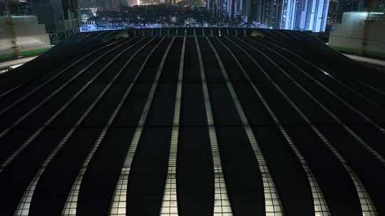 广州白云站夜景航拍
