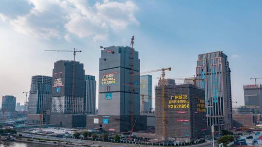 原创航拍广州金融城城市建设发展高新延时视频素材模板下载