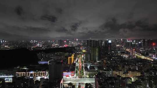 广东深圳城市大景夜景灯光航拍