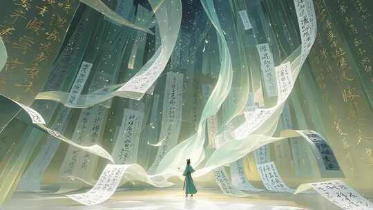 4k纱幔书法毛笔字