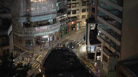 香港中环建筑夜景航拍