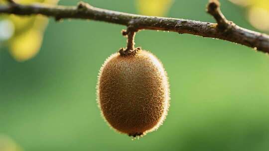 枝头悬挂的猕猴桃特写