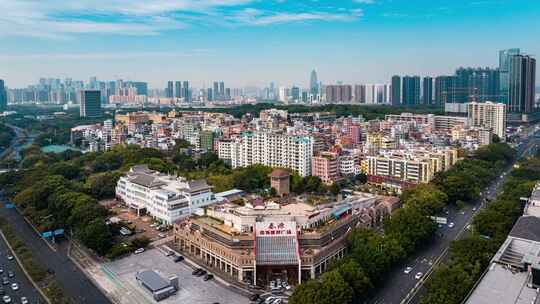 深圳南山区南头古城春花天桥城市风景航拍