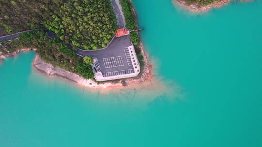 珠海金台寺佛教寺庙夕阳水库航拍