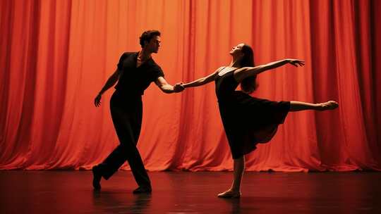 舞台上双人舞蹈表演