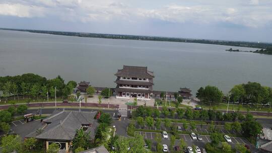 航拍湖南常德柳叶湖旅游度假区司马楼