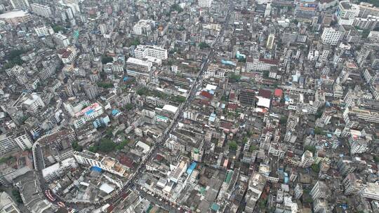 海南海口骑楼老街老城区城市街道航拍