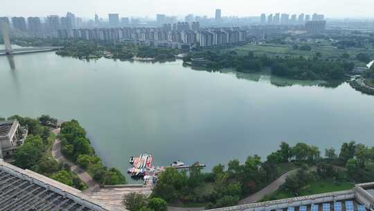 张家港沙洲湖大酒店沙洲湖会议中心航拍