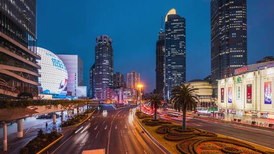 上海徐家汇金融区港汇恒隆美罗城商务区车流视频素材模板下载