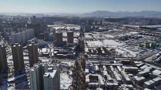 航拍石家庄雪景