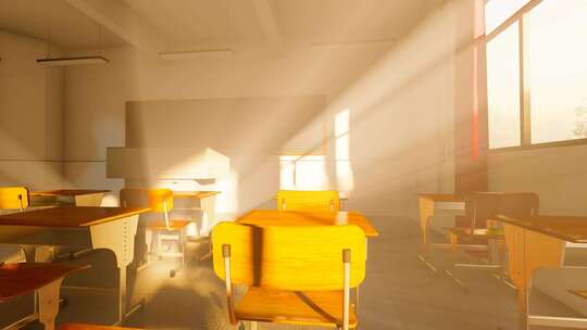 太阳光照进空教室-黑板光影延时