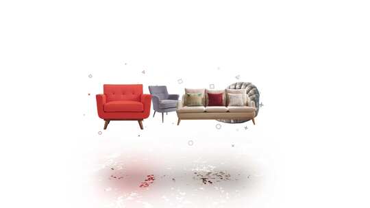 扶手椅、沙发和椅子的运动动画。家具销售展