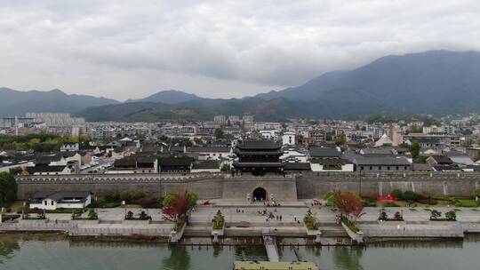 航拍杭州建德严州古城，梅城古镇