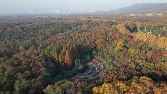 深秋的南京中山陵音乐台航拍素材