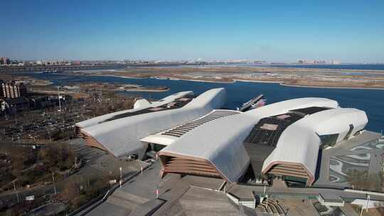 天津滨海国家海洋博物馆城市建筑风光航拍