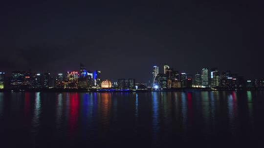 杭州钱江新城夜景航拍