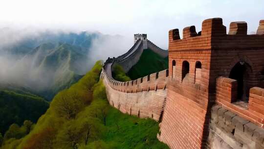 长城山间云雾环绕景象