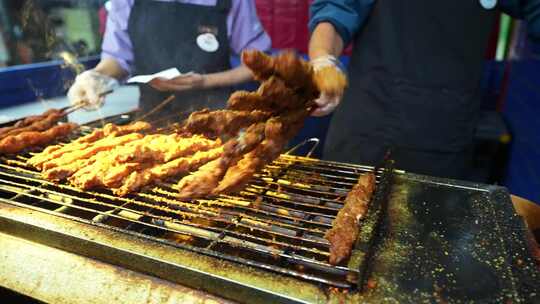 烧烤夜市美食羊肉串烤翅宣传片