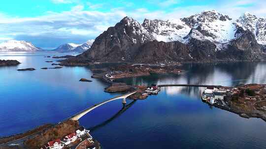 4K航拍挪威罗弗敦群岛亨宁斯维尔无限风光