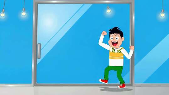 卡通男孩欢呼动画素材