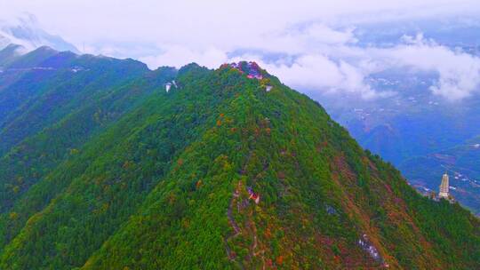 航拍三峡红叶