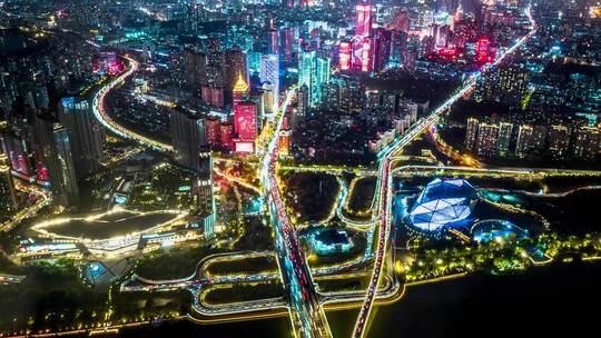 城市交通 车水马龙 车流 城市夜景延时