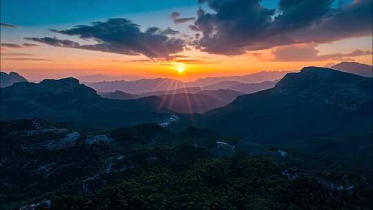 黄山迎客松日出云海风景风光航拍宣传片ai