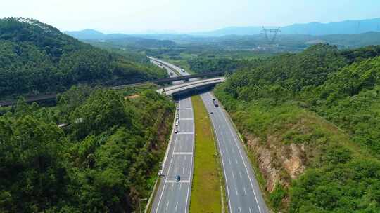 航拍广东高速公路车流 乐广许广