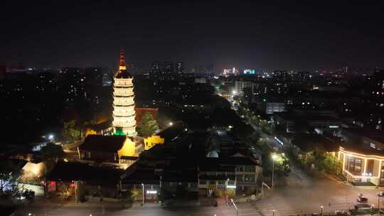 安庆迎江寺振风塔夜景灯光航拍