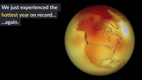 美国动画视化显示全球变暖导致全球气温上升