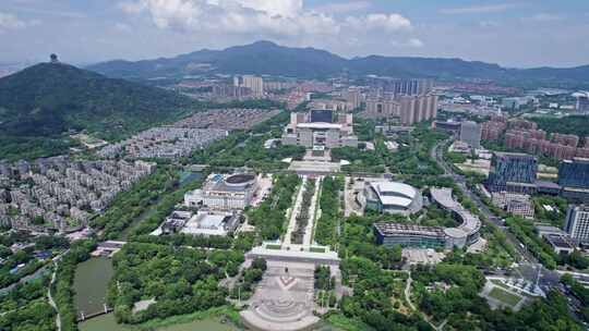 航拍湖州城市大景 湖州市政府