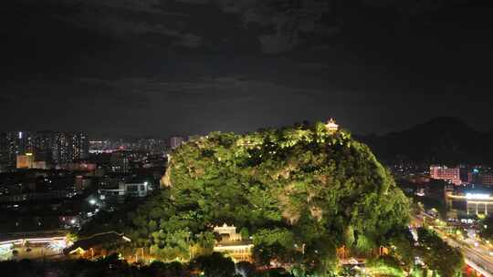 广西柳州城市夜景灯光航拍